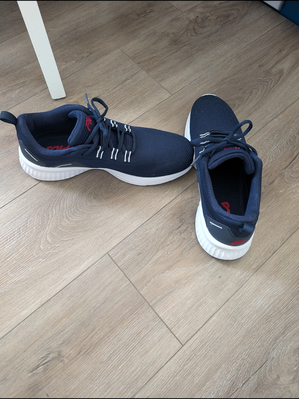 Fila Men's Navy and White Knit Sneakers with Red Accent